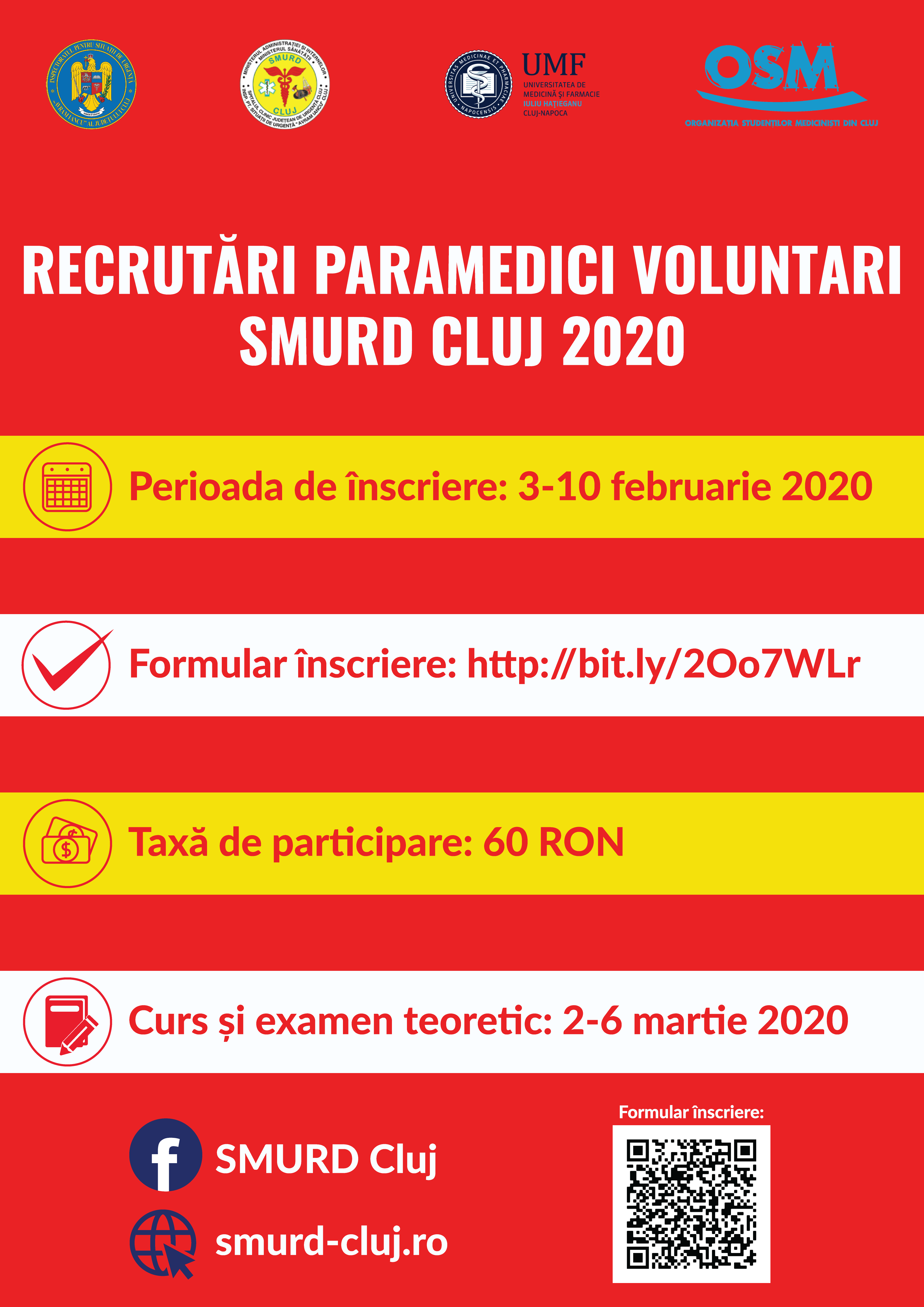 Recrutări paramedici voluntari 2020 – SMURD Cluj